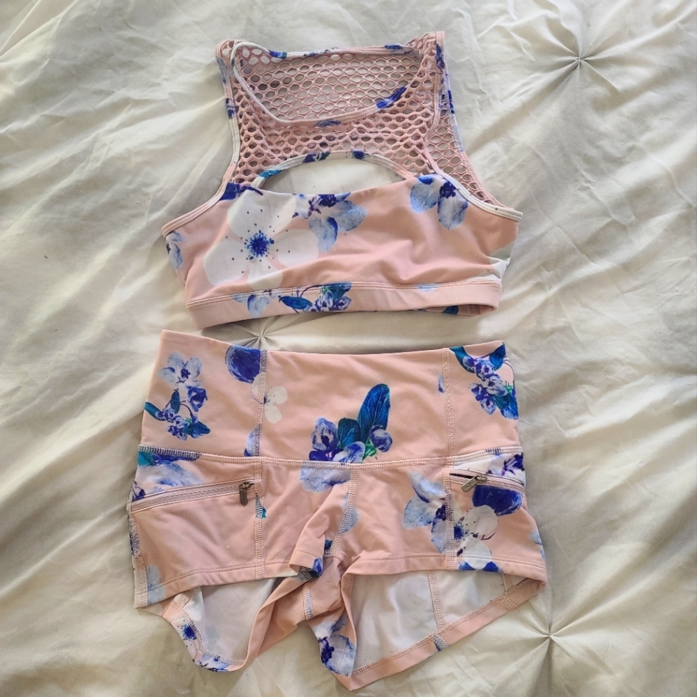 POPFLEX Floral Cutout Bra & Shorts Set